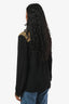 Nili Lotan Black/Gold Embroidered Silk Chiffon 'Karina' Blouse Size Small