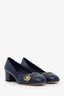 Pre-loved Chanel™ Navy Leather CC Chain Detail Pumps Size 36