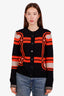 Hermès 23AW Black/Orange Cashmere Brides de Gala Tartan Long Sleeve Cardigan Size 38