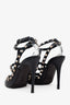 Valentino Black Leather Rockstud Caged Heels Size 37.5