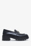 Pre-loved Chanel™ Black Leather Interlocking CC Logo Loafers Size 38C
