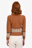 Gucci x Angela Lynne Brown Wool GG Jacquard Pattern Cardigan Size 10 Kids