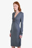 Gucci 2011 Grey Slinky Long Sleeve Bamboo Detail Dress Size M