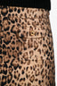 Celine Leopard Print Wool-Blend Triomphe Button-Detail Bandeau Mini Skirt Size 34