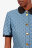 Gucci Blue GG Logo Lamé Dress With Detachable Collar Size 40