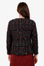Pre-loved Chanel™ 2010 Black/Red Chunky Tweed Zipper Front Fringe Trimmed Jacket Size 40