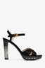 Prada Black Satin Crystal PVC Heels Size 38