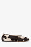 Le Monde Beryl White/Brown Calf Hair Regency Flats Size 37.5
