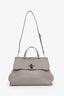 Gucci Grey Pebbled Leather Large Bamboo Daily Top Handle Bag with Strap