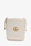 Gucci White Leather Chevron Quilted Mini Marmont Bucket Bag