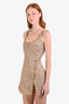 Self-Portrait Gold Boucle Metallic Thread Gold Button Mini Dress Size 4