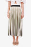 Weekend MaxMara Ivory/Green Pleated Mini Skirt Size L