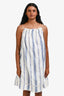 Zimmermann White/Blue Cotton Eyelet Floral Sleeveless Mini Dress Size 1