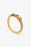 Christian Dior Gold Toned Crystal Logo Ring