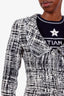 Prada 2011 Black/White Patterned Tweed Single Breasted Blazer + Skirt Set Size 36