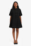 Ganni Black Contrast Stitch Short Sleeve Midi Dress Size 34