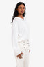 Brunello Cucinelli White Knit Beaded Ribbed Hooded Sweater Size L