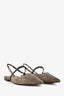 Brunello Cucinelli Taupe Suede Beaded Slingback Flats Size 37.5