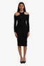 Simon Miller Black Knit Rib Long Sleeve Cut Out Dress Size XS