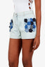 Fendi Denim Floral Applique Shorts Size 38