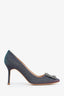 Manolo Blahnik Iridescent Glitter Crystal Buckle Hangisi 90 Pumps Size 39