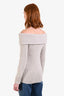 Isabel Marant Light Grey Wool Cashmere Rib Knit Off Shoulder 'Baya' Sweater Size 34