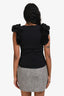 Ulla Johnson Black Ribbed Ruffle Shoulder Tank Top Size S