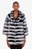 Black/Grey Chinchilla Cropped Sleeve Jacket Estimated Size M