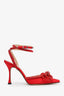 Mach & Mach Red Glitter Crystal Bow Heels Size 37