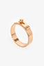 Hermès 18K Rose Gold 4 Diamond Kelly Small Model Ring Size 59