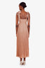 Zimmermann Brown Ottie Metallic Plissé Midi Dress Size 0