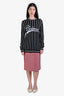 Marni Pink/Black Tweed Linen Cotton Blend A-Line Skirt Size 40