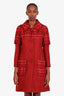 Pre-loved Chanel™ FW16 Red Fantasy Tweed Mid-length Coat Size 36