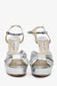 Jimmy Choo Silver Napa Leather 'Heloise' Platform Heel Size 40