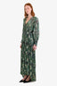 Ba&sh Green Metallic Print Maxi Dress Size L
