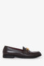 Valentino Brown/Gold Leather Vlogo Loafers Size 39