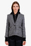 Veronica Beard Grey/Black Plaid Single Breasted Blazer With Dickey Size 6
