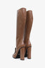 Gucci Nude Patent Leather Knee High Heeled Horsebit Boots Size 40.5