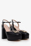 Gucci Black Leather Double G Embellished Platform Pumps Size 40.5