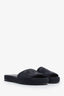 Pre-loved Chanel™ Black Woven Raffia Interwoven CC Flat Slides Size 38
