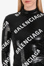Balenciaga 2022 Black/White Sequin Logo All Over Long Sleeve Crop Top Size 38