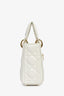 Christian Dior 2022 White Leather Cannage Mini Lady Dior with Chain