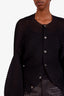 Junya Watanabe Comme des Garcons Black Pleated Horizontal Stripe Knit Cardigan Size S
