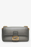Fendi Grey Leather Baguette Chain Midi Shoulder Bag GHW