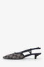 Gucci Beige/Navy GG Canvas Kitten Heel Slingbacks Size 35.5