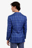 Pal Zileri BlueGreen Striped Silk Single Breasted Suit Jacket Size 48 Mens