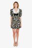 Alessandra Rich Black/Multicolour Bow-embellished Printed Mini Dress Size 44