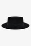 Saint Laurent Black Angora Bow Wide Brim Hat Size 59