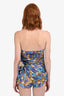 Zimmermann Purple Multicolour Linen Silk Blend Romper Size OP