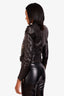Balmain Black Quilted Lambskin Asymmetric Belted Perfecto Biker Jacket Size 34